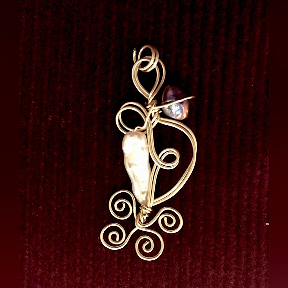 Sterling Pendant with natural pearls
